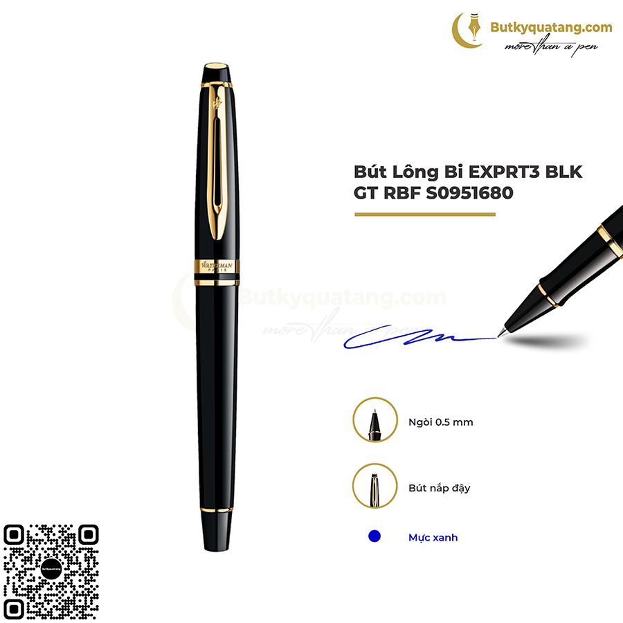 Bút Dạ Bi Waterman Expert Black GT Rollerball S0951680 1