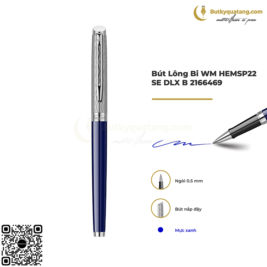 Bút Dạ Bi Waterman Hemisphere Lessence Blue Lacquer CT Rollerball Pen 2166469 1